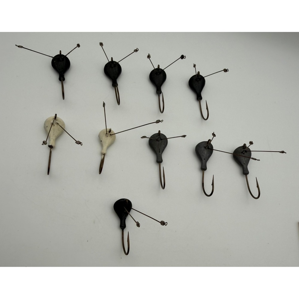 Handmade Weedless‎ Lead Fishing Spinner Jigs 10pc Lot Black White 0.18oz 2 Inch